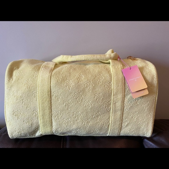 NWT Stoney Clover Lane bright yellow, terry embossed palm tree bag - Picture 4 of 4